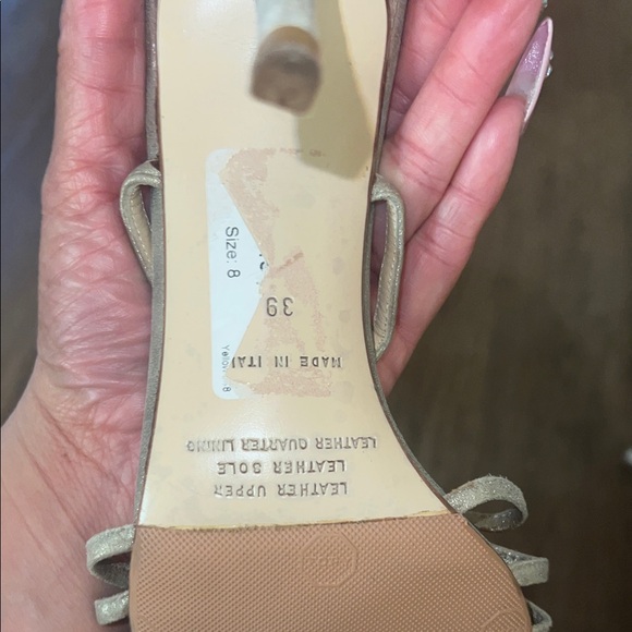 Badgley Mischka Metallic Silver Strappy Heels - Picture 3 of 4